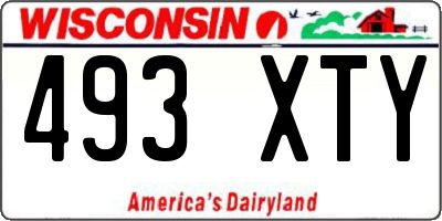 WI license plate 493XTY