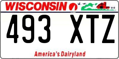 WI license plate 493XTZ