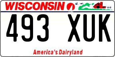 WI license plate 493XUK
