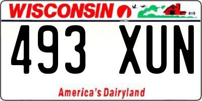 WI license plate 493XUN