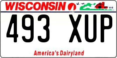 WI license plate 493XUP