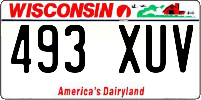 WI license plate 493XUV