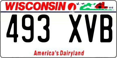WI license plate 493XVB