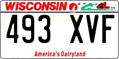 WI license plate 493XVF
