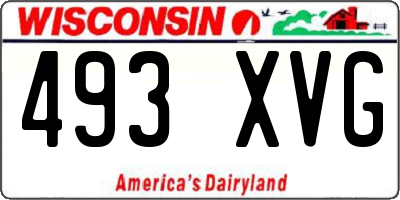 WI license plate 493XVG