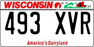 WI license plate 493XVR