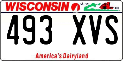 WI license plate 493XVS