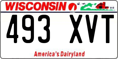 WI license plate 493XVT
