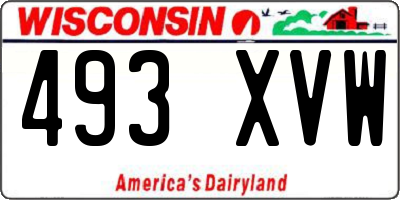 WI license plate 493XVW