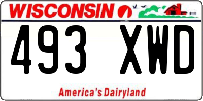 WI license plate 493XWD