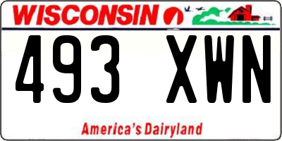 WI license plate 493XWN