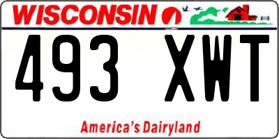 WI license plate 493XWT