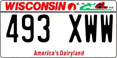 WI license plate 493XWW