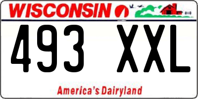 WI license plate 493XXL