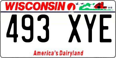 WI license plate 493XYE