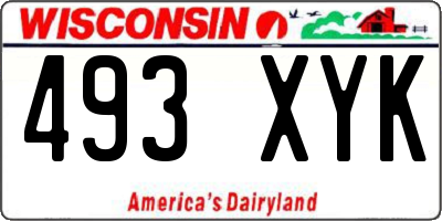 WI license plate 493XYK