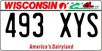 WI license plate 493XYS