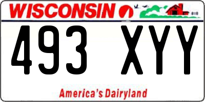 WI license plate 493XYY