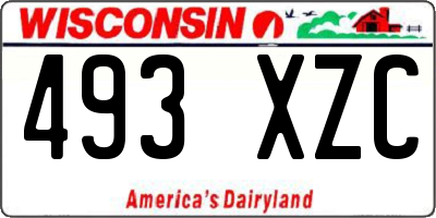 WI license plate 493XZC