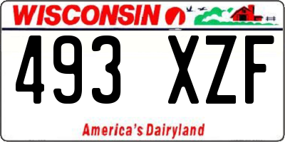 WI license plate 493XZF