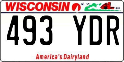 WI license plate 493YDR