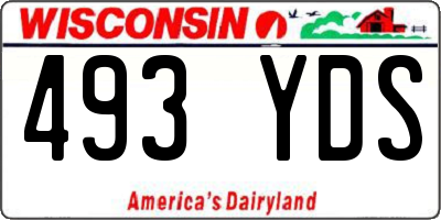 WI license plate 493YDS