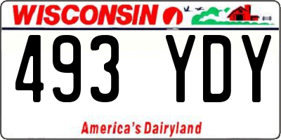 WI license plate 493YDY