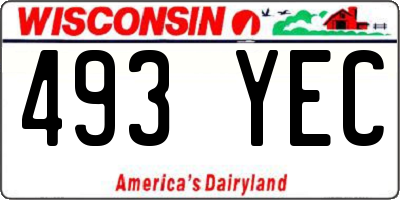 WI license plate 493YEC
