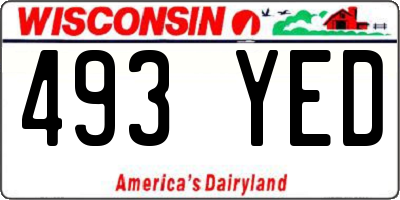 WI license plate 493YED