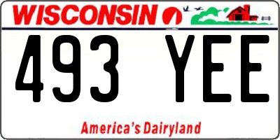 WI license plate 493YEE