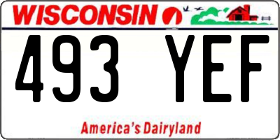 WI license plate 493YEF