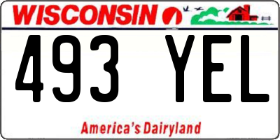 WI license plate 493YEL