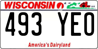 WI license plate 493YEO