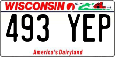 WI license plate 493YEP