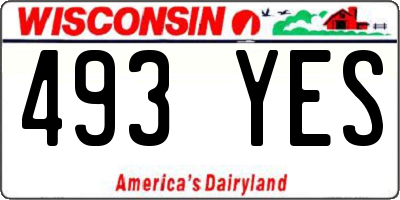 WI license plate 493YES