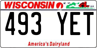 WI license plate 493YET