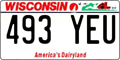 WI license plate 493YEU