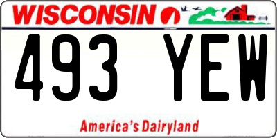 WI license plate 493YEW