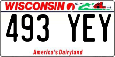 WI license plate 493YEY