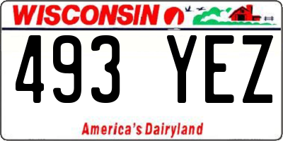 WI license plate 493YEZ