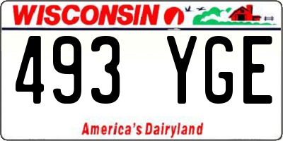WI license plate 493YGE