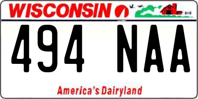 WI license plate 494NAA