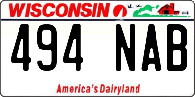 WI license plate 494NAB