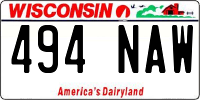WI license plate 494NAW