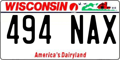 WI license plate 494NAX
