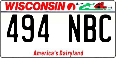 WI license plate 494NBC