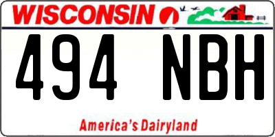 WI license plate 494NBH