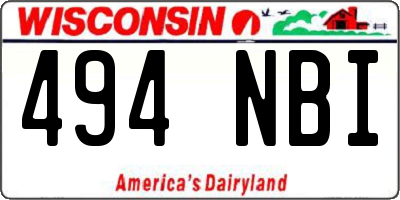 WI license plate 494NBI