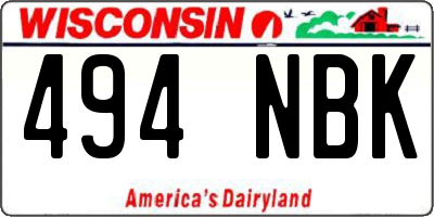 WI license plate 494NBK