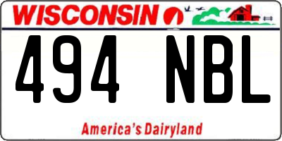 WI license plate 494NBL